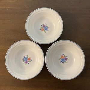 3-Provincial Bouquet Stoneware Thailand 6” Coupe Cereal Dessert Ice Cream Bowls
